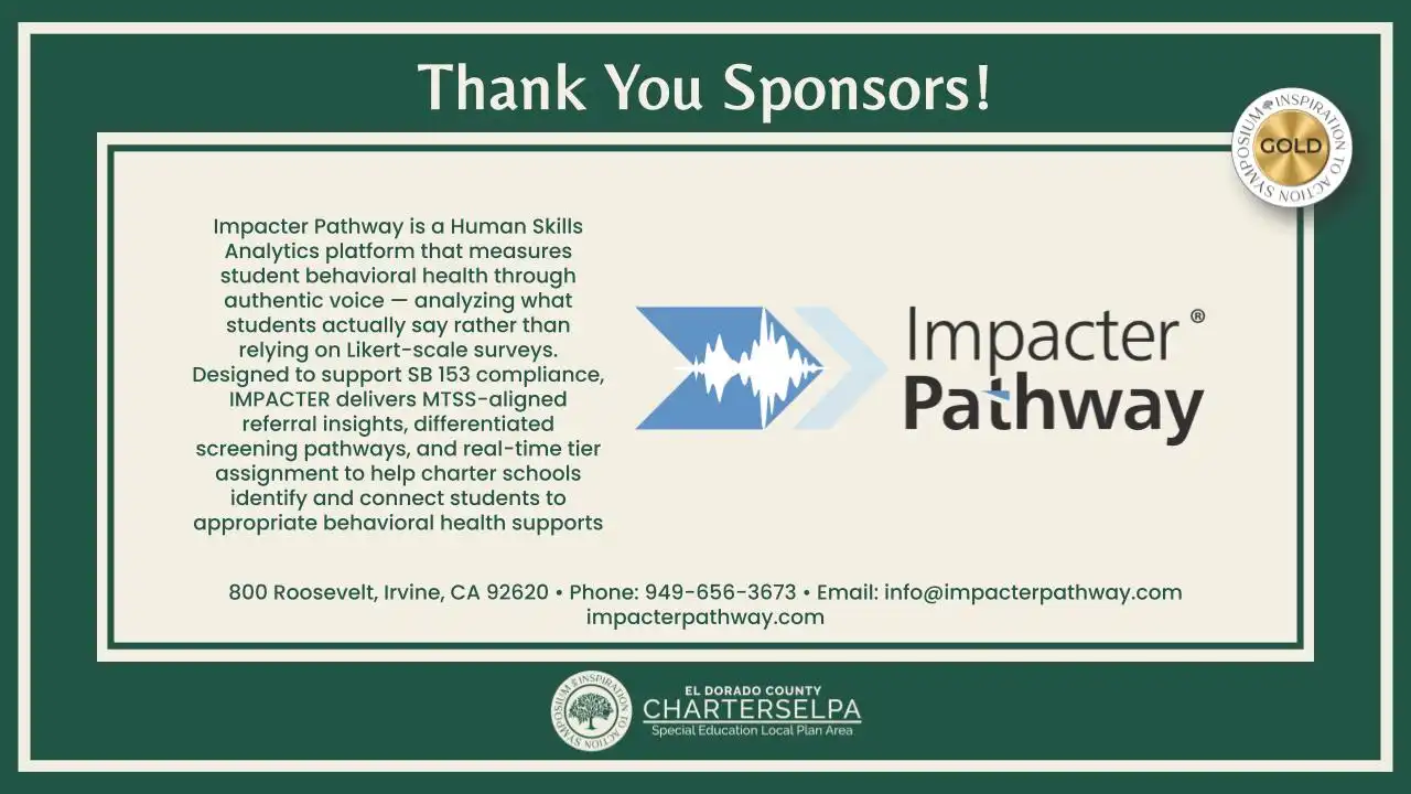 El Dorado County CharterSELPA Thank You Sponsors slide